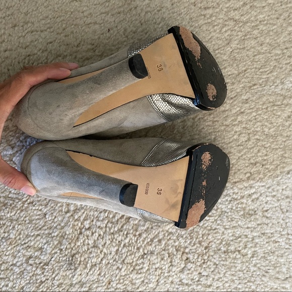 Alexander Wang Silver/Gray Suede Colorblock platform Pumps Sz 36/ US 5 - Picture 6 of 6